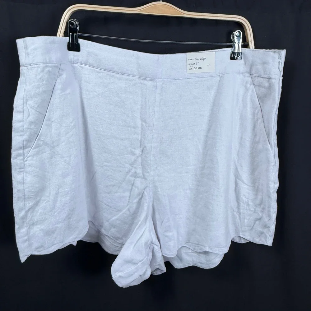 Abercrombie & Fitch Ultra High Rise Linen Shorts Scalloped Hem Womens 35 20R NWT